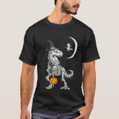 T-Rex Skeleton Pumpkin Hexenmond Halloween T-Shirt (Vorderseite)
