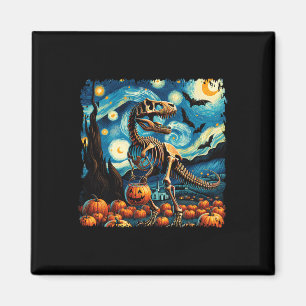 T-Rex-Skelett Halloween Van Gogh Sternennacht Herb Magnet