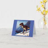 T Rex Skiing Karte (Gelbe Blume)