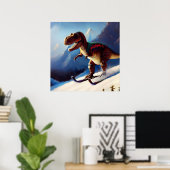 T Rex Skiing Poster (Heimbüro)