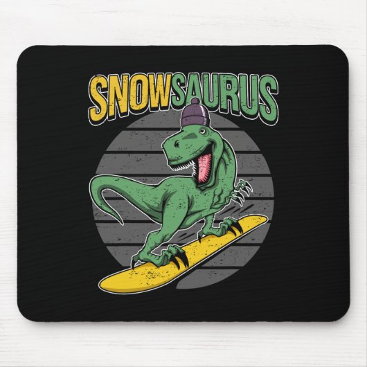 T-Rex Snowboarden Dinosaurier Snowboard Mousepad (Vorne)