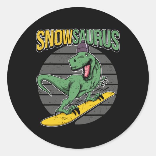 T-Rex Snowboarden Dinosaurier Snowboard Runder Aufkleber (Vorderseite)