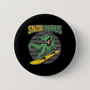 T-rex Snowboarding Dinosaur Snowboard Button