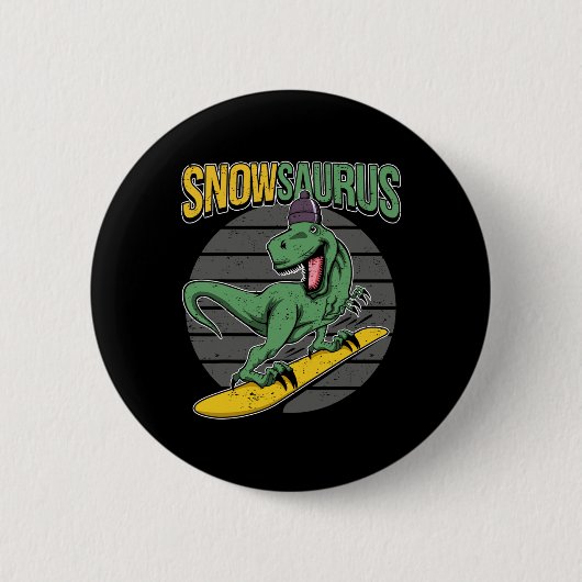 T-rex Snowboarding Dinosaur Snowboard Button (Vorderseite)