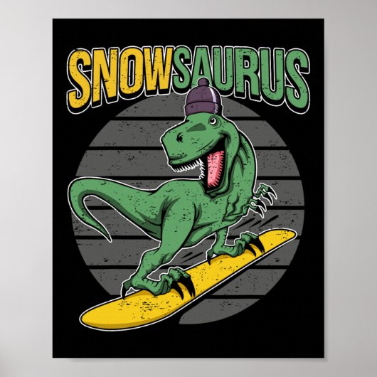T-rex Snowboarding Dinosaur Snowboard Poster (Vorne)