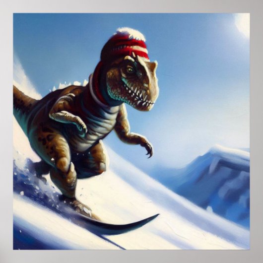 T Rex Snowboarding Poster (Vorne)