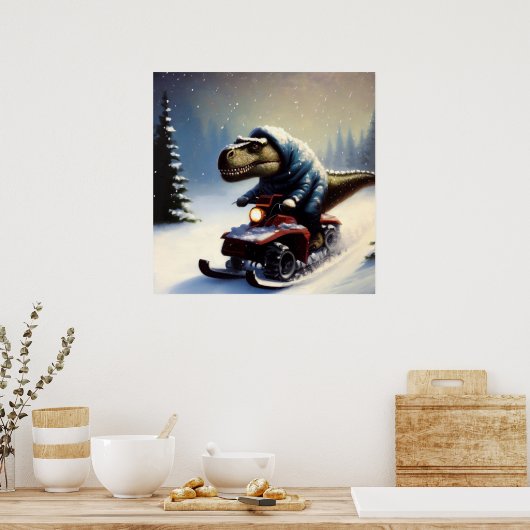 T Rex Snowmobile Poster (Küche)