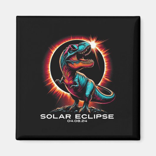 T-rex Solar Eclipse Wears Sungles 8. April 2024 Magnet (Vorne)