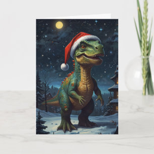 T-Rex Starry Night Christmas Dinosaur Custom Karte