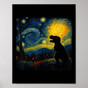 T Rex Starry Night Van Gogh Dinosaus gibt Men Wom Poster