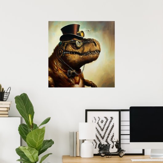 T Rex Steampunk Poster (Heimbüro)