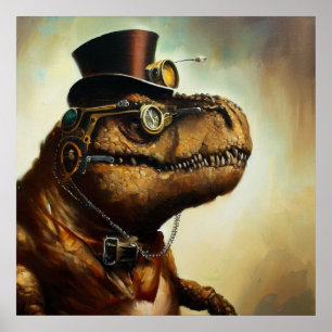 T Rex Steampunk Poster