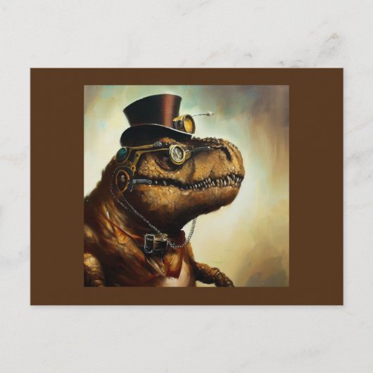 T Rex Steampunk Postkarte (Vorderseite)