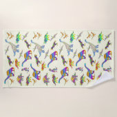 T Rex Stegosaurus Brontosaurus Raptor Dinosaurier  Strandtuch (Vorderseite)