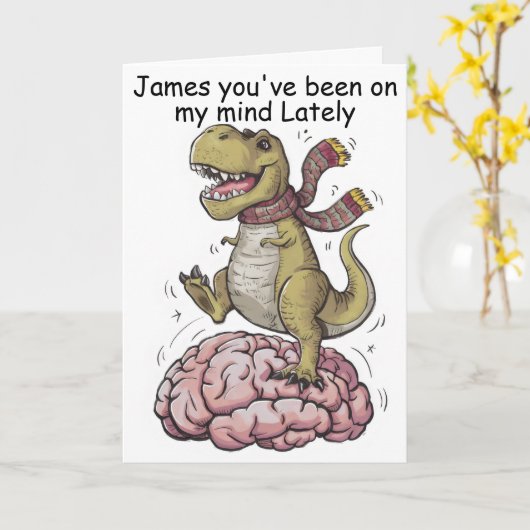 T-Rex stehend am Gehirn Karte (Gelbe Blume)