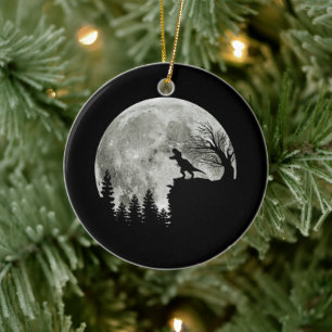 T Rex Stehend auf Mondschein Halloween Keramik Ornament