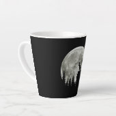 T Rex Stehend auf Mondschein Halloween Milchtasse (Linke Ecke)