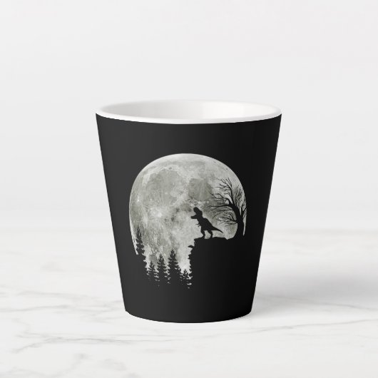 T Rex Stehend auf Mondschein Halloween Milchtasse (Vorderseite)