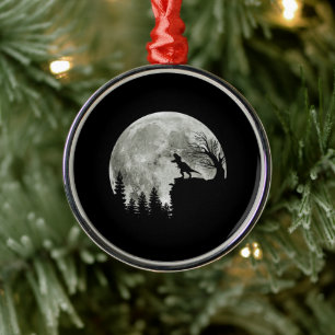 T Rex Stehend auf Mondschein Halloween Ornament Aus Metall