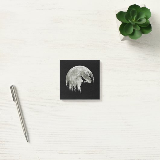 T Rex Stehend auf Mondschein Halloween Post-it Klebezettel (Büro)