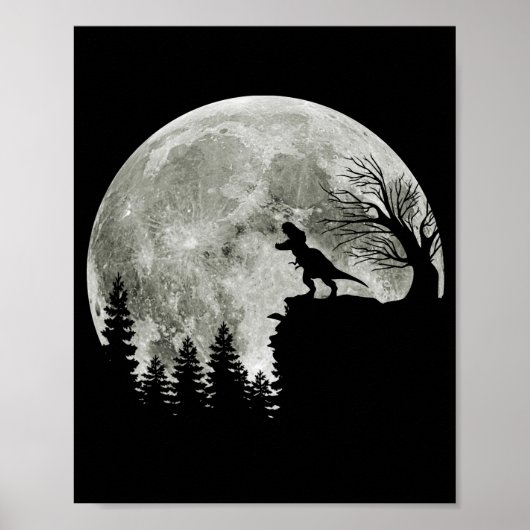 T Rex Stehend auf Mondschein Halloween Poster (Vorne)