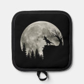 T Rex Stehend auf Mondschein Halloween Topflappen (Vorderseite)