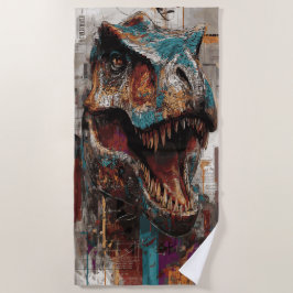 T-Rex Street Art Dinosaur Graffiti-Porträt Strandtuch