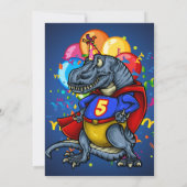 T-Rex Superhero 5. Geburtstag Einladung (Rückseite)