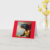 T Rex Superhero Karte (Gelbe Blume)