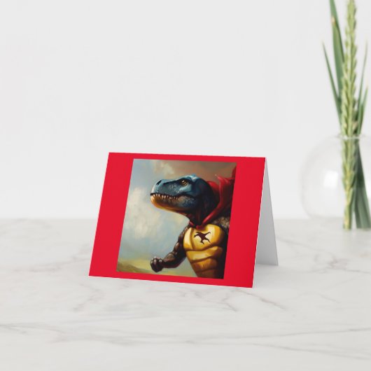 T Rex Superhero Karte (Vorderseite)