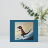 T Rex Surfing Postkarte (Stehend Vorderseite)