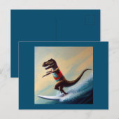T Rex Surfing Postkarte (Vorne/Hinten)