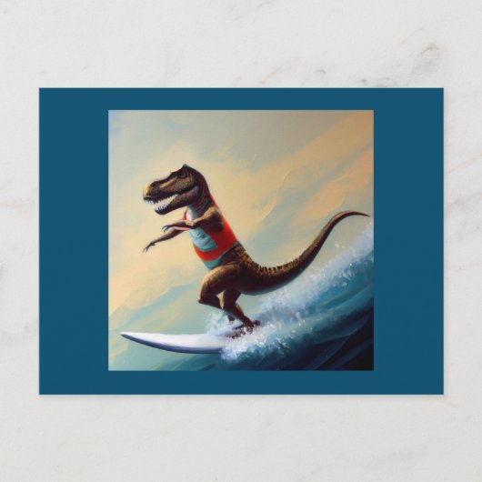 T Rex Surfing Postkarte (Vorderseite)