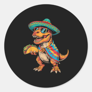 T-Rex-Taco-Fest Cinco de Mayo Dino mit Sombrero Runder Aufkleber