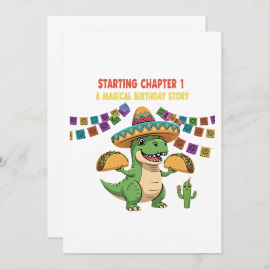 T-Rex Taco Fiesta | Beginn des Kapitels Einladung (Vorne/Hinten)