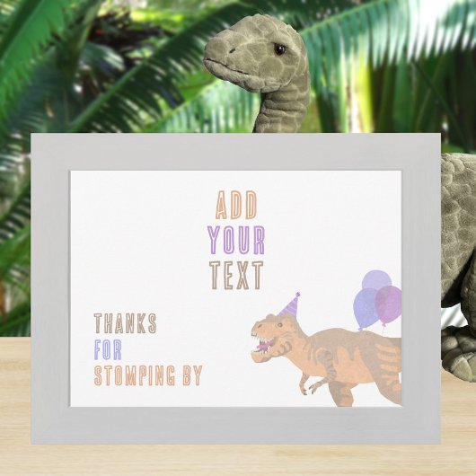 T-Rex Tan Dino 12x18 Landscape Editable Sign Card Einladung