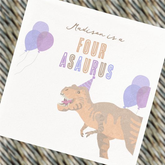 T-Rex Tan Niedlich jedes Alter Dinosaurier Geburts Serviette