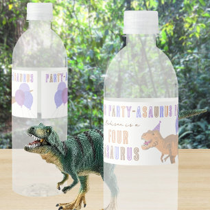 T-Rex Tan Niedliches  Dino Party Geburtstag Wasserflaschenetikett
