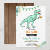 T-Rex-Teeparty Mädchen Einladung (Vorne/Hinten)