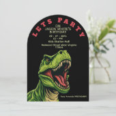 T-Rex Themed Boy Birthday Invitation Einladung (Stehend Vorderseite)
