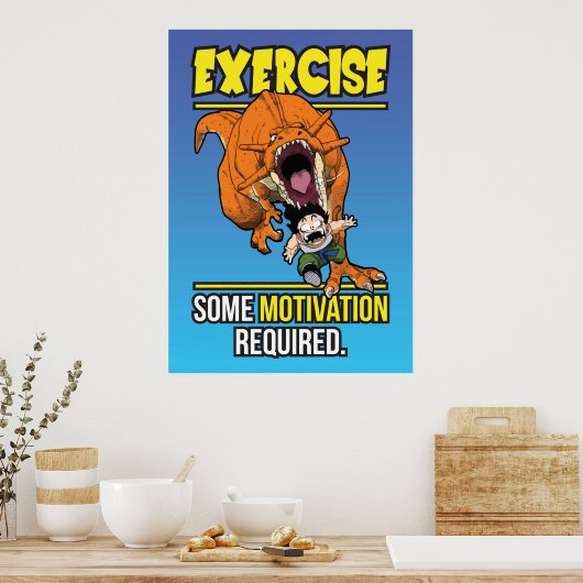 T-Rex Trainingsmotivation - Funny Anime Gym Poster (Küche)
