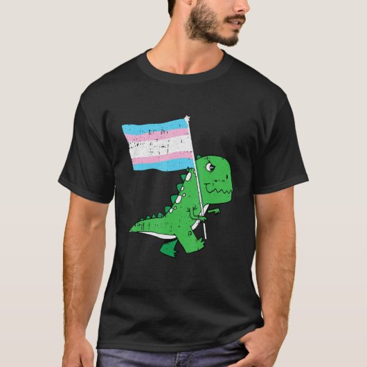 T Rex Trans Gender Pride Flag Funny Dino Saur Lgbt T-Shirt (Vorderseite)