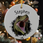 T-rex Tyrannosaurus Dinosaur Personalisiert Keramik Ornament<br><div class="desc">Dieses Design wurde mit digitaler Kunst erstellt, es kann personalisiert sein, indem man die Option Anpassen wählt. Kontaktieren Sie mich unter colorflowcreations@gmail.com oder nutzen Sie die Chat-Option oben auf der Seite, wenn Sie dieses Design auf einem anderen Produkt haben möchten. Kaufen Sie meine originale abstrakte Acrylmalerei zum Verkauf unter www.etsy.com/shop/colorflowart....</div>
