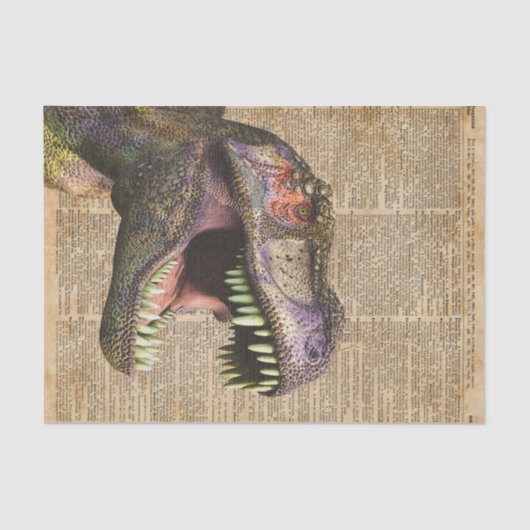 T-rex, Tyrannosaurus, Dinosaurier Vintage antike Seidenpapier (Vorderseite)