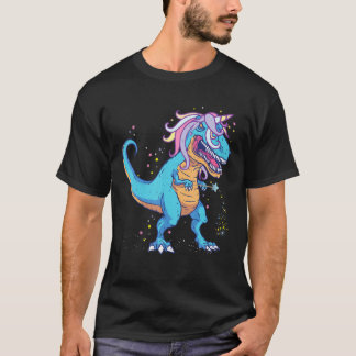 T Rex Tyrannosaurus mit Einhornhorn mit Magie W T-Shirt