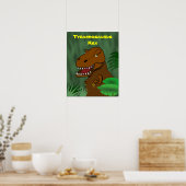 T-Rex Tyrannosaurus Rex Beängstigender Cartoon Din Poster (Küche)