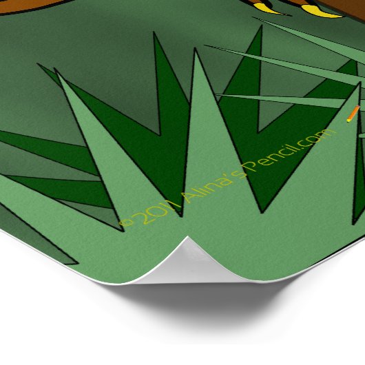 T-Rex Tyrannosaurus Rex Beängstigender Cartoon Din Poster (Ecke)