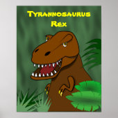 T-Rex Tyrannosaurus Rex Beängstigender Cartoon Din Poster (Vorne)