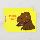 T-Rex Tyrannosaurus Rex Beängstigender Cartoon Din RSVP Karte (Vorne/Hinten)