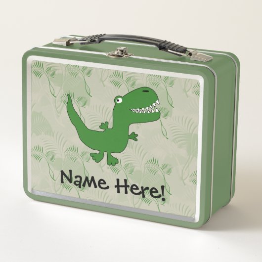 T-Rex Tyrannosaurus Rex Dinosaur Cartoon Kids Boys Metall Brotdose (Vorderseite)